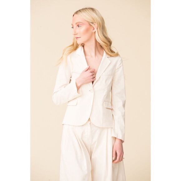 Nili Lotan Brad Cotton Cropped Jacket Eggshell size US4 - Picture 6 of 12